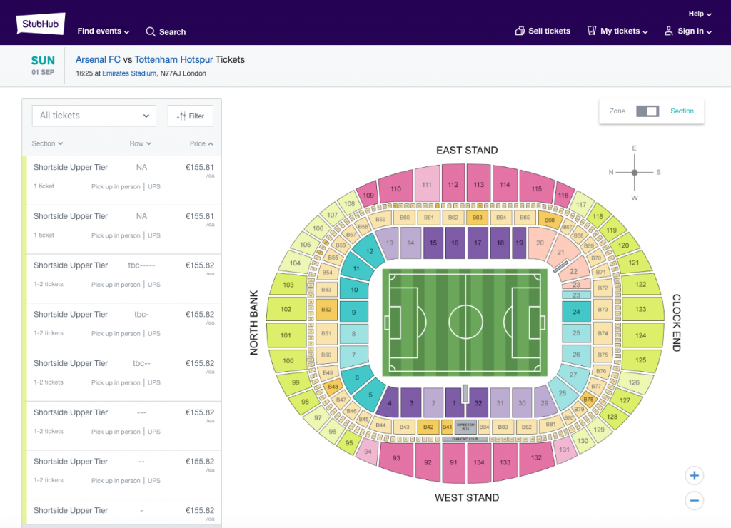 StubHub event page