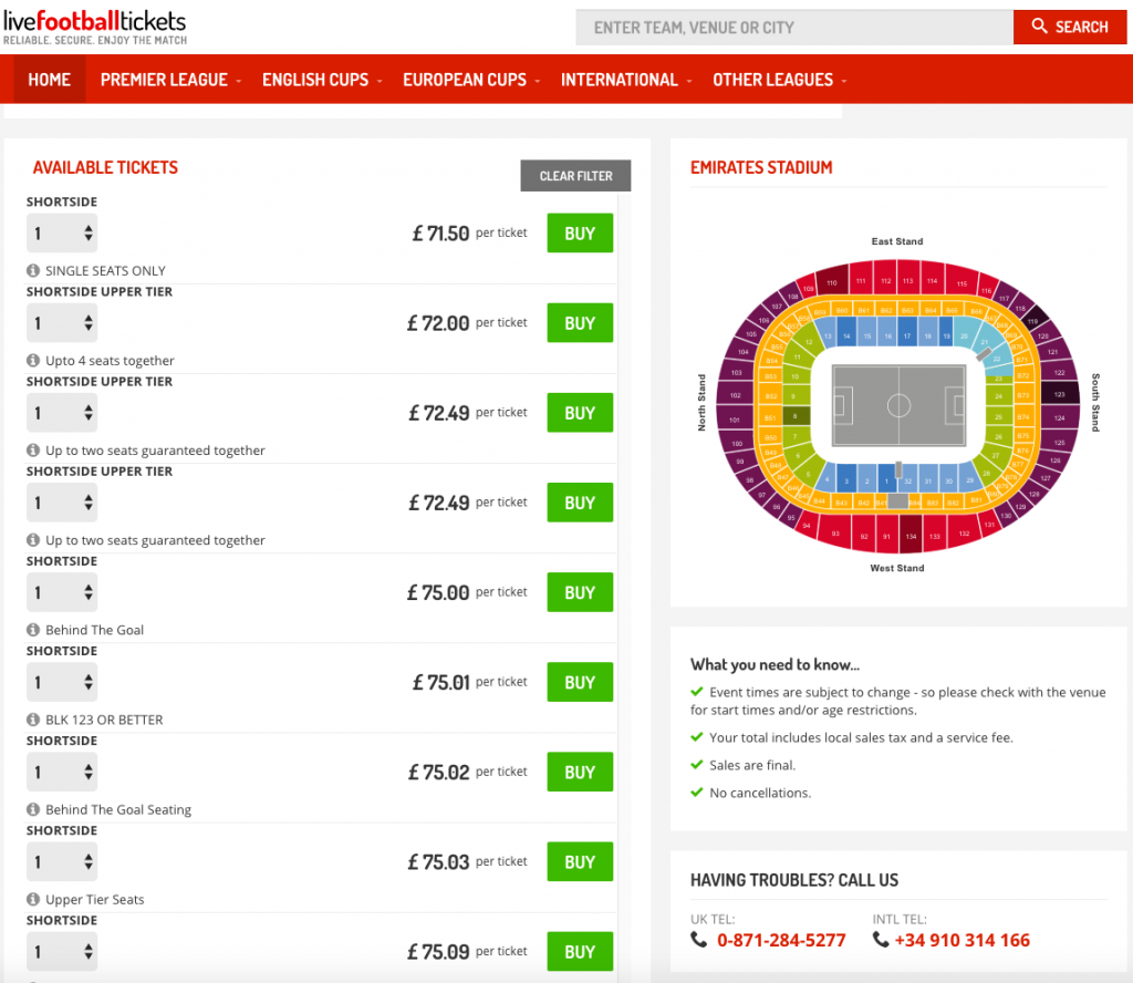 Livefootballtickets event page