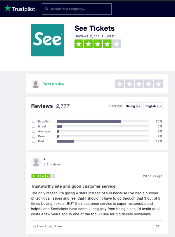 See Tickets trustpilot - SeatPick Review 